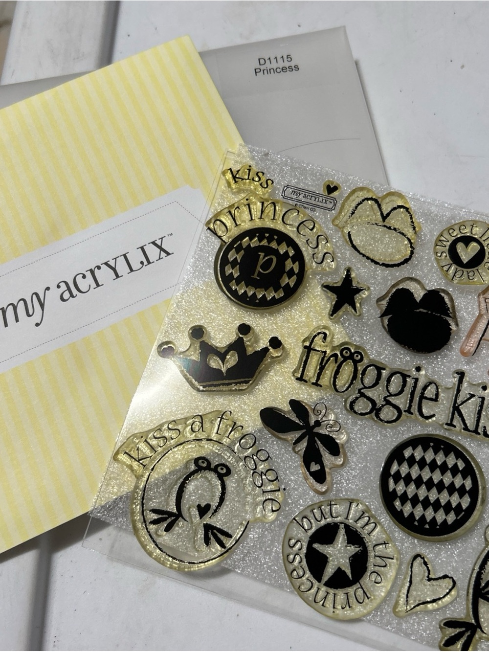 My Acrylix Princess & Froggie Kids Sticker Sheet - Black and Gold Accents